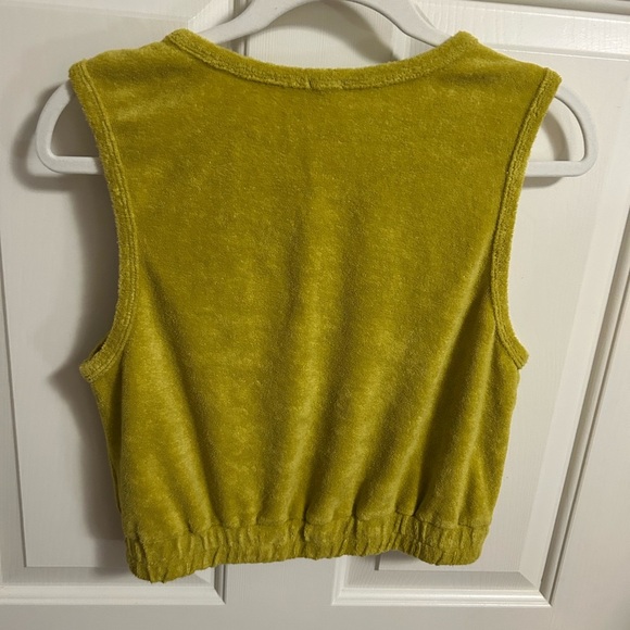 Monrow Terry Cloth Organic Cotton Crop Sleeveless Top Avocado Size Small - Picture 4 of 5